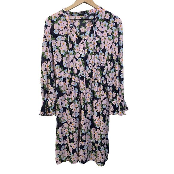 J.Crew Mercantile Drapey Tie-front Dress Long Sleeve Light Pink Floral Sz S - Picture 13 of 14